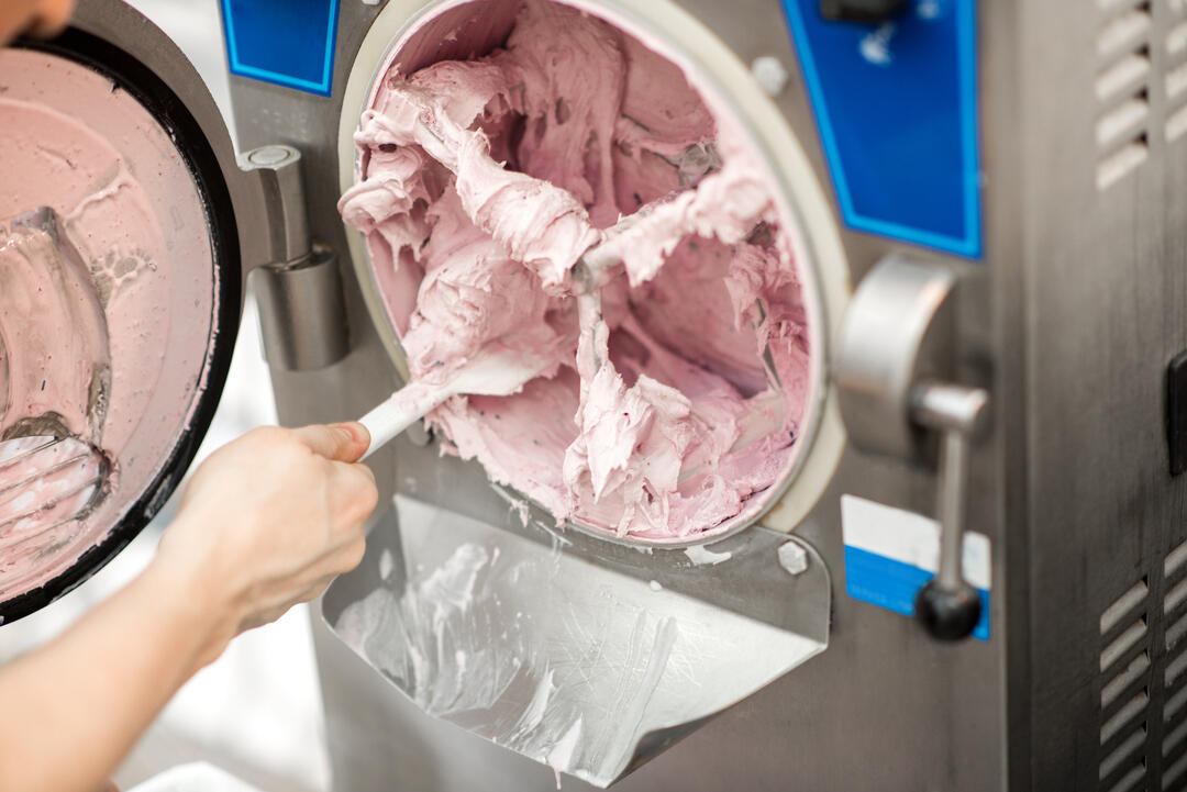 cleaning out the ice cream machine