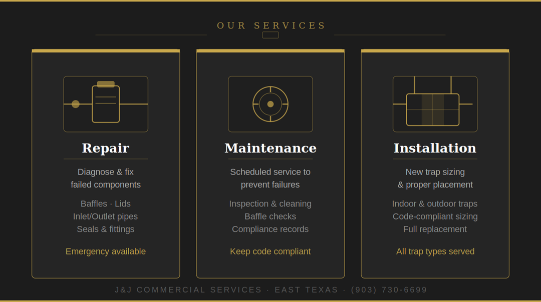 grease trap repair maintenance and installation services