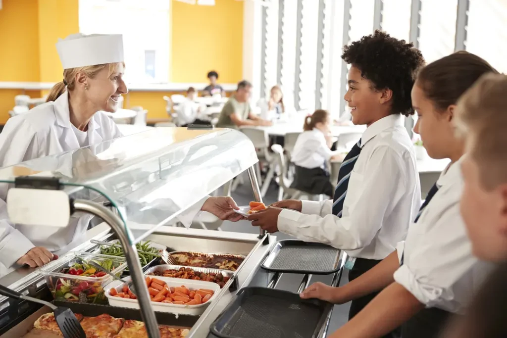 school cafeteria serving line