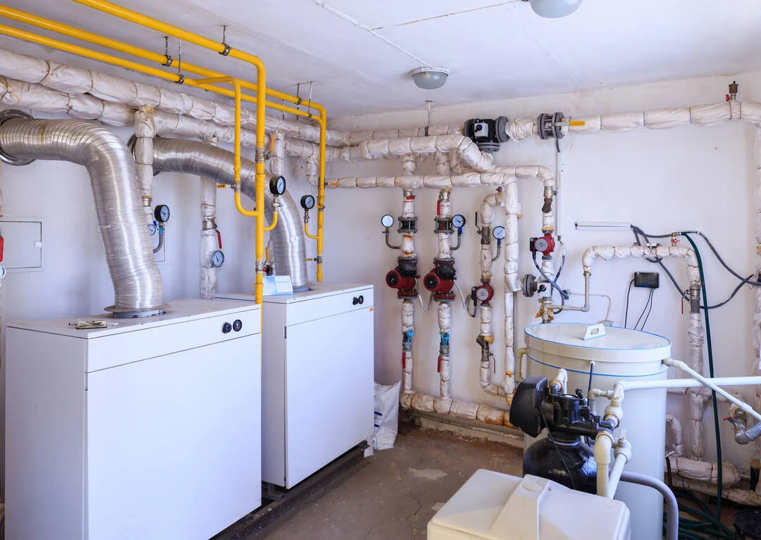 commercial hot water heater systems piping and gauges